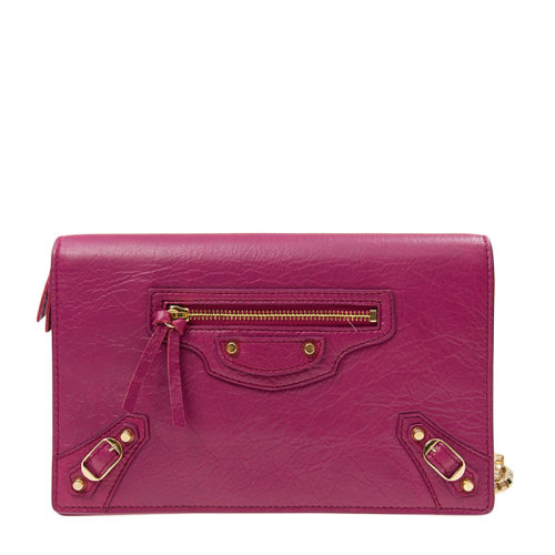 Balenciaga/巴黎世家 女士純色牛皮拉鏈裝飾翻蓋開合單肩包斜挎包鏈條包手拿包女包 444168-D940G 多色可選