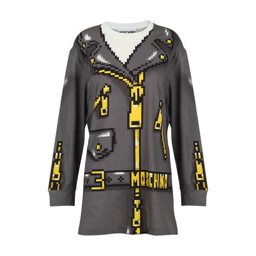 MOSCHINO/莫斯奇諾  秋冬 套頭 女性 打底衫 印花 灰色 女士長袖T恤 A077891401555