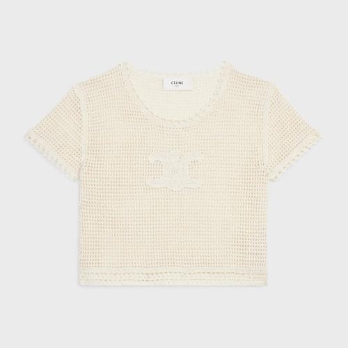  CELINE賽琳思琳 22年秋冬 女士 短袖T恤 T-SHIRT TRIOMPHE COTON CROCHET 2A06Z021Q.01OW