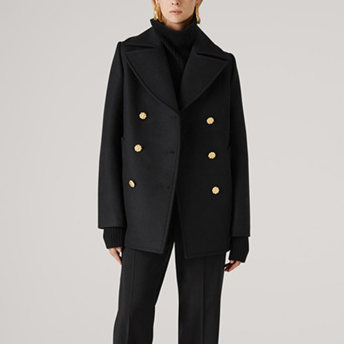 St.John/盛薔經(jīng)典細(xì)羊毛雙排扣外套女士夾克H611W11