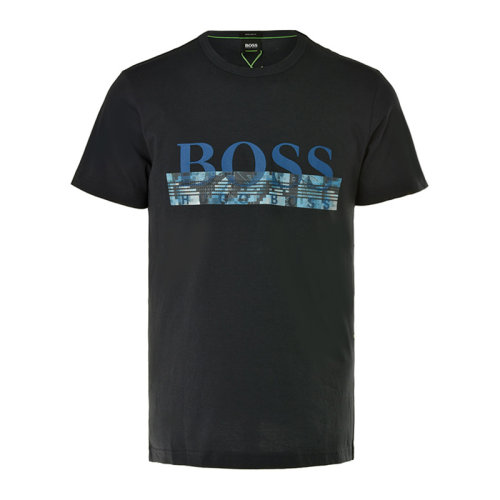 Hugo Boss 雨果博斯 男士服裝  黑色圓領(lǐng)短袖棉T恤 男士短袖T恤