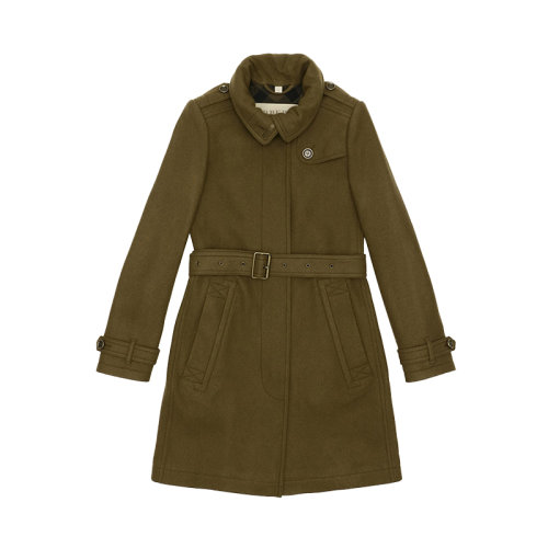 BURBERRY/博柏利 女士棕色棉質(zhì)中長款單排扣大衣 3943973