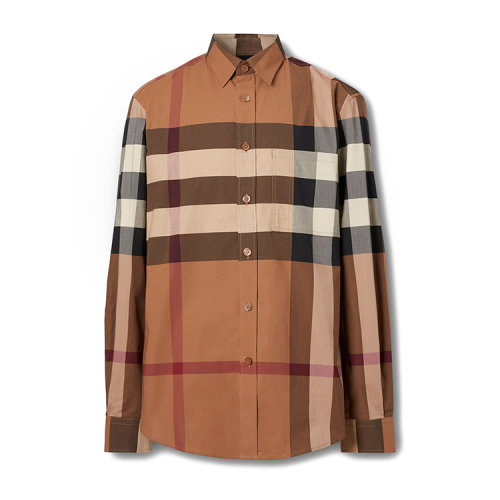 BURBERRY/博柏利 格紋彈力棉府綢男士長袖襯衫 80376401