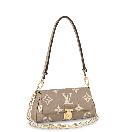Louis Vuitton/路易威登 22春夏新款FAVORITE系列 女士大象灰/奶白色雙色老花壓紋粒面牛皮金扣金鏈單肩斜跨手提鏈條包M45836