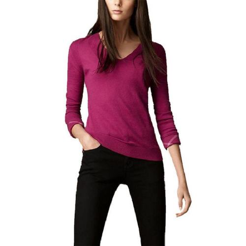  BURBERRY/博柏利 女士玫紅色羊絨針織衫/毛衫 39158251 PLFSX