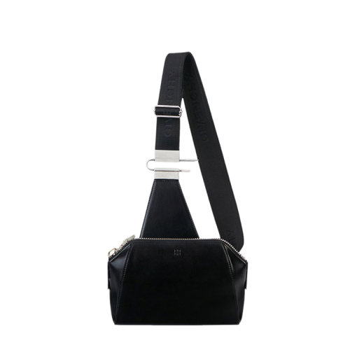 Givenchy/紀梵希 21新款 ANTIGONA系列 男士黑色小牛皮拉鏈封口銀色金屬細節(jié)斜挎包BKU01TK14L-001