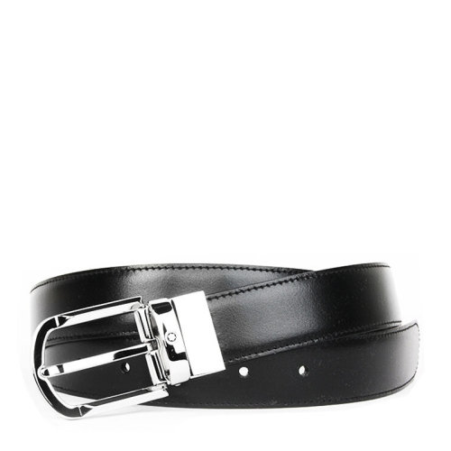 MontBlanc/萬寶龍 男士經(jīng)典系列矩形針式黑色軟皮雙面可用皮帶腰帶 可裁剪 111080