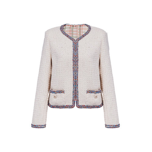 GeleiStory/GeleiStory 2022秋冬新款粗花呢編織小香風(fēng)短款外套 女士夾克