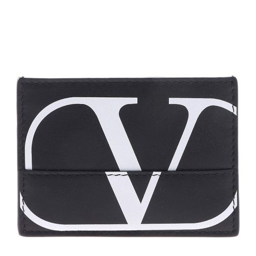 Valentino/華倫天奴 男士黑色皮革經(jīng)典字母徽標(biāo)印花圖案錢夾錢包卡夾卡包男包 RY0P0655-QRZ-0NI