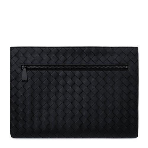 Bottega Veneta/葆蝶家 男士 包袋 黑色Saffiano皮革編織手拿包