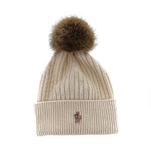 Moncler/蒙克萊 女士米色羊毛毛線帽 3B00014-M1213-034