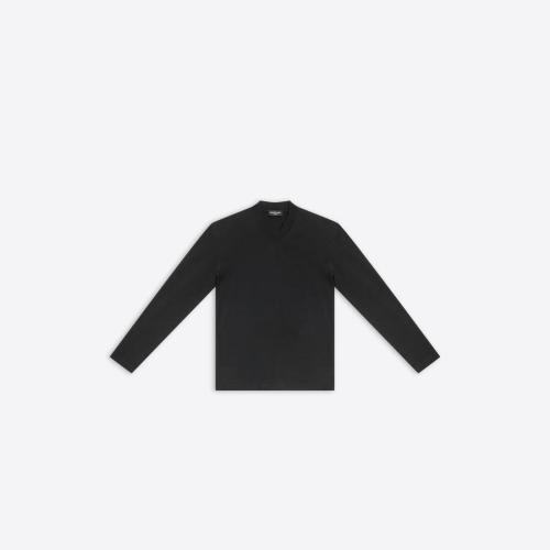  BALENCIAGA巴黎世家 22年春夏 女士 長袖T恤 Womens Balenciaga Tab Fitted V-neck Long Sleev