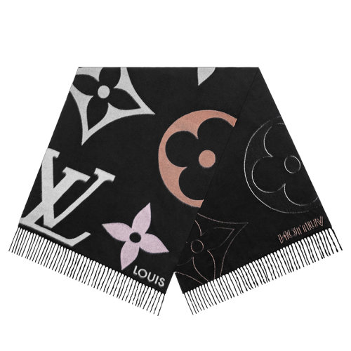 Louis Vuitton/路易威登新款 THE ULTIMATE系列 女士黑色羊絨和羊毛混紡圍巾M76383