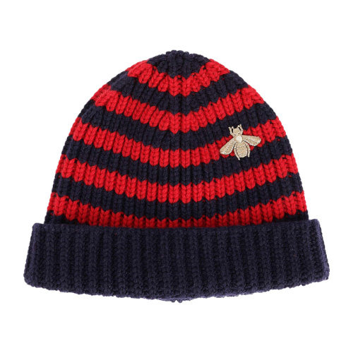 GUCCI/古馳  古琦  男女同款紅藍(lán)條紋羊毛小蜜蜂標(biāo)志時(shí)尚百搭針織帽帽子  $475518 4G206 4074