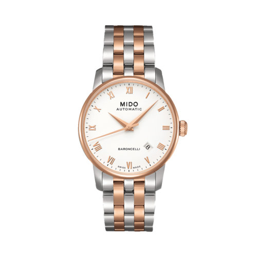  mido/美度  貝倫賽麗系列PVD鍍玫瑰金不銹鋼表帶自動機械男士腕表38.00毫米 M8600.9.N6.1