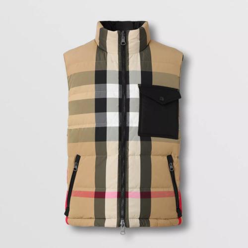  BURBERRY 22年秋冬 男士 雙面兩穿格紋尼龍羽絨背心 80642871
