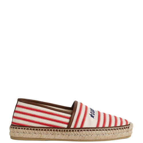GUCCI/古馳 22年春夏新款 愛的進(jìn)行曲系列 男士紅色/米白色棉質(zhì)條紋印花草編鞋帆布鞋692968F6LZ09098
