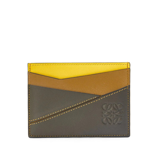 LOEWE/羅意威 22新款Puzzle系列 男士檸檬色/卡其綠色經(jīng)典小牛皮卡包卡片夾C510V33X04-2883