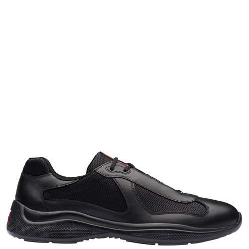 PRADA/普拉達(dá)  America's Cup系列 男士黑色小牛皮和織物面料運(yùn)動(dòng)鞋4E3337_6GW_F0002