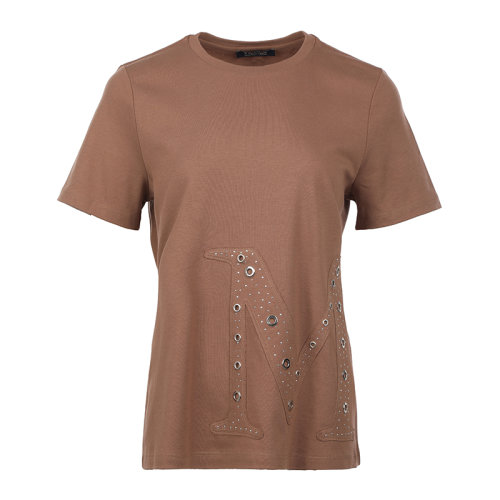 MaxMara/麥絲瑪拉22春夏S MaxMara鉚釘徽標(biāo)棉質(zhì)女士短袖T恤99710521600BATTAG