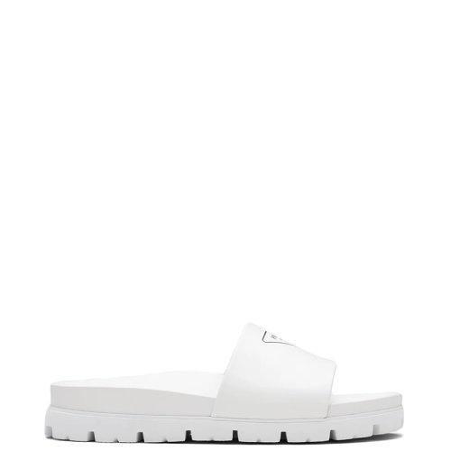 PRADA/普拉達 22年春夏新款 男士白色皮革徽標裝飾皮革涼鞋拖鞋2X3060_A21_F0009