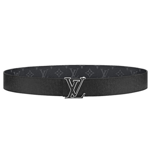 Louis Vuitton/路易威登 男士黑色小牛皮和Monogram帆布銀扣雙面腰帶40毫米M0157U