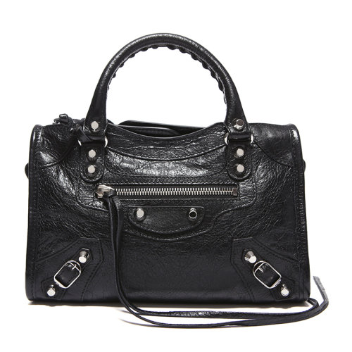 Balenciaga/巴黎世家 女士純色羊皮流蘇裝飾拉鏈開合機車包手提包單肩包斜挎包女包 300295-D94JN 多色可選