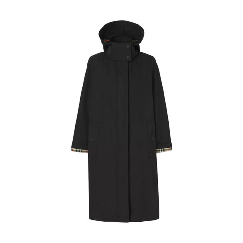 BURBERRY/博柏利 22年早春新款 女士黑色可拆式連帽輕便大衣80466361