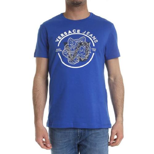  VERSACE JEANS COUTURE 男士藍色棉質短袖T恤 B3GTA71E30134 255 PLFSX