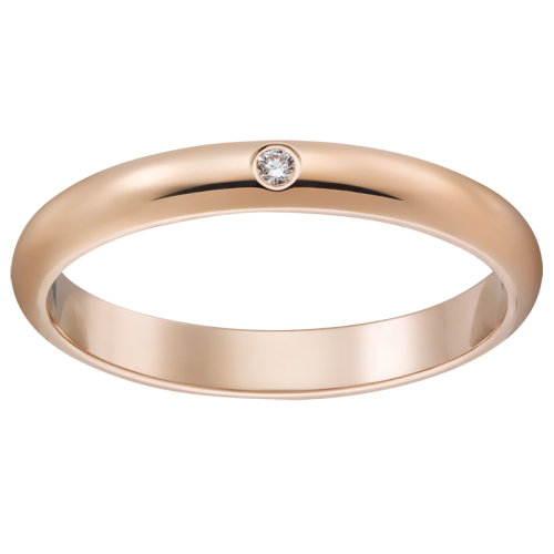 CARTIER/卡地亞 18K金玫瑰金單鉆簡約大氣1895結婚求婚訂婚對戒戒指  B4088200