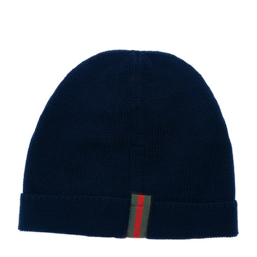GUCCI/古馳  男女同款 黑色/深藍(lán)色 羊毛 經(jīng)典條紋針織帽包頭帽子 4523984G4981000
