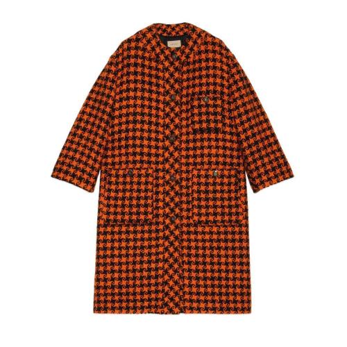  GUCCI古馳 22年秋冬 女士 千鳥格羊毛大衣 664249 ZAHMO 1565 預(yù)定商品2-6周發(fā)貨
