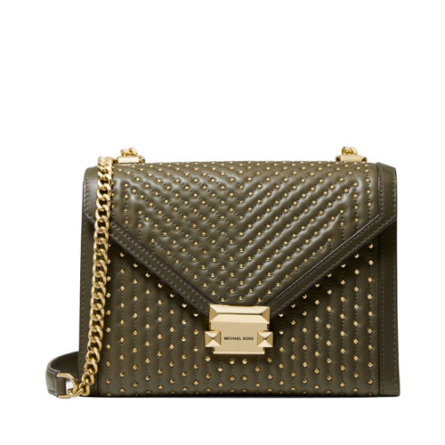Michael Kors/邁克·科爾斯 MK Whitney系列 皮質(zhì)翻蓋絎縫鉚釘裝飾信封包 女包 30S9GWHL3T
