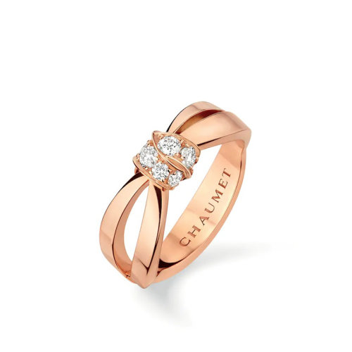 Chaumet/尚美 經(jīng)典LIENS SéDUCTION系列 18k金玫瑰金鉆石蝴蝶結(jié)戒指083055