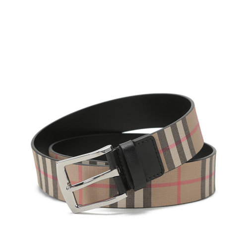 BURBERRY/博柏利  男款環(huán)保帆布配皮針扣式皮帶腰帶 80401941