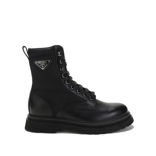 PRADA/普拉達 男士皮革/織物Rois系帶靴子短靴 2UE011 3LFR