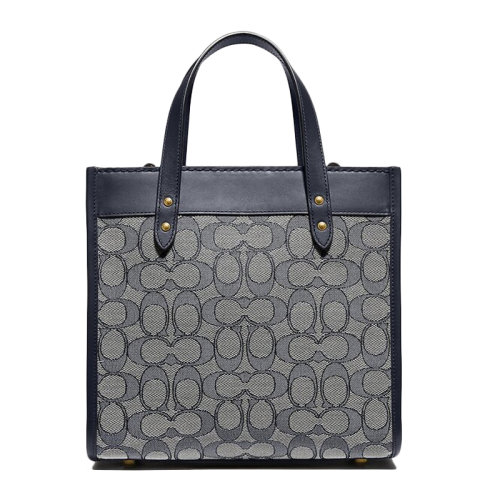 COACH/蔻馳Field Tote系列22女士拼色鞣制皮革經(jīng)典雙C字母徽標(biāo)提花按扣開合單肩包斜挎包手提包托特包女包 C3865 多色可選