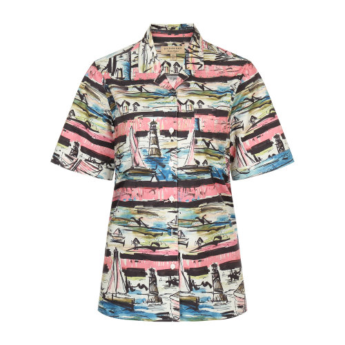 BURBERRY/博柏利 棉質(zhì)印花翻領女士短袖襯衫 短袖T恤 上裝40722641