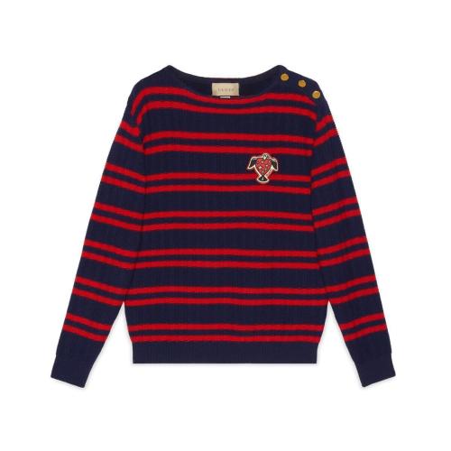  GUCCI古馳 22年秋冬 男士 Gucci HA HA HA特別系列條紋羊毛毛衣 721802 XKCS6 4913