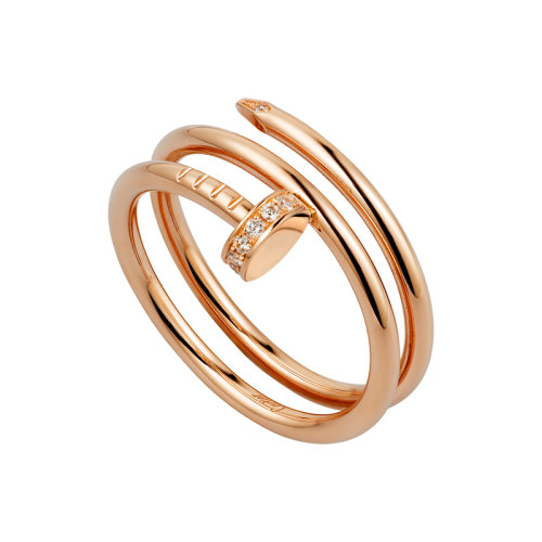 CARTIER/卡地亞 經(jīng)典Juste un Clou系列 18K金玫瑰金鑲鉆多圈釘子戒指  B4210800