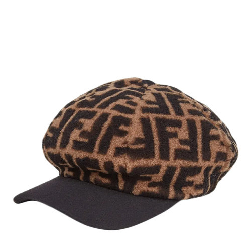 FENDI/芬迪新款 女士棕色羊皮和羊毛棒球帽FXQ678AEO3F0QE1