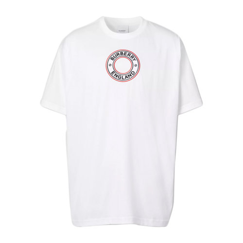 BURBERRY/博柏利【21早春新款】  男士圓領(lǐng)徽標圖案嵌花棉質(zhì)寬松T恤衫短袖多色可選