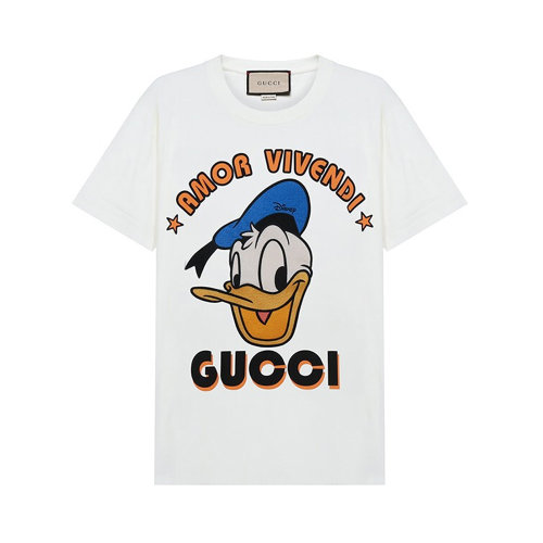 GUCCI/古馳 女士白色棉質(zhì)印花裝飾圓領(lǐng)短袖上衣T恤 615044-XJDBJ-9088
