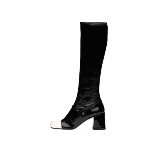 Miu Miu/繆繆 女士黑色時(shí)尚皮革高跟高筒靴 5W253D_3LCN_F0967_F_A065