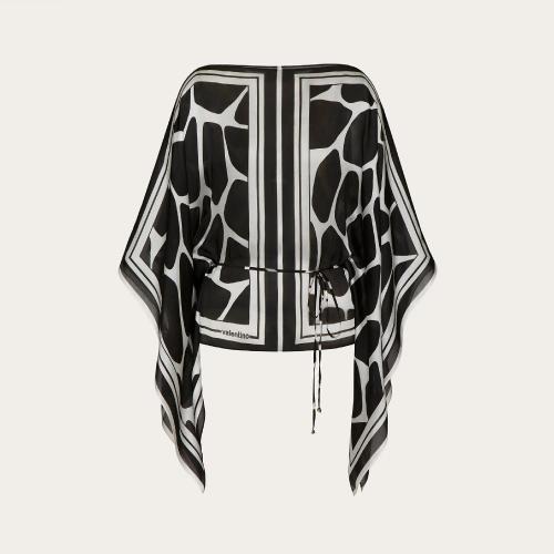  VALENTINO華倫天奴 22年秋冬 女士 長袖襯衫 TOP EN CHARMEUSE a IMPRIMé GIRAFFA RE-EDITION