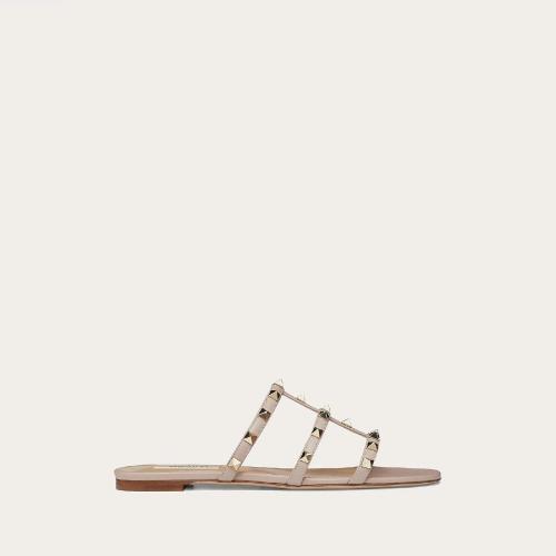  VALENTINO華倫天奴 22年春夏 女士 拖鞋 ROCKSTUD 拖鞋式平底鉚釘涼鞋 ZW2S0C49VODP45