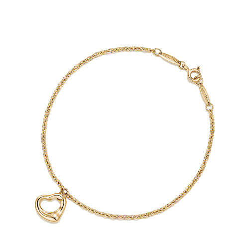 Tiffany & Co./蒂芙尼 22春夏新款Elsa Peretti系列 18K金黃金鏤空心形11毫米寬掛墜手鏈23485338