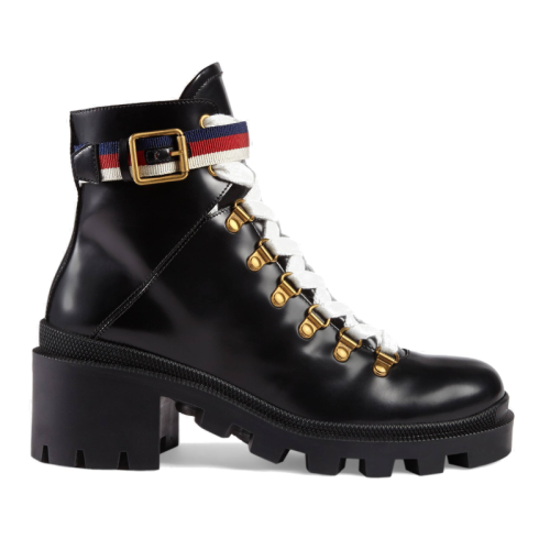 GUCCI/古馳  女士新款Sylvie黑色皮靴短靴 481156DKS301159