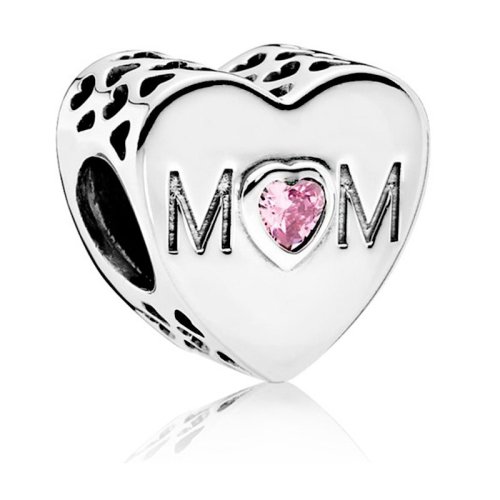 PANDORA/潘多拉 女士時尚粉色母親的心鏤空紋理串珠 791881PCZ