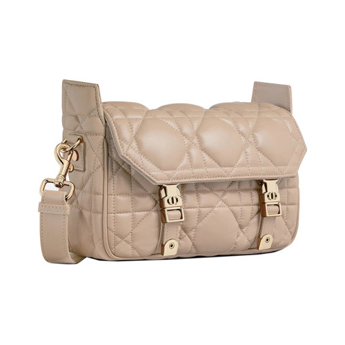 DIOR/迪奧 23新款 CAMP系列 女士小號榛子色小牛皮翻蓋字母搭扣開合拆卸調節(jié)肩帶單肩斜挎包M1243OMIG_M45U